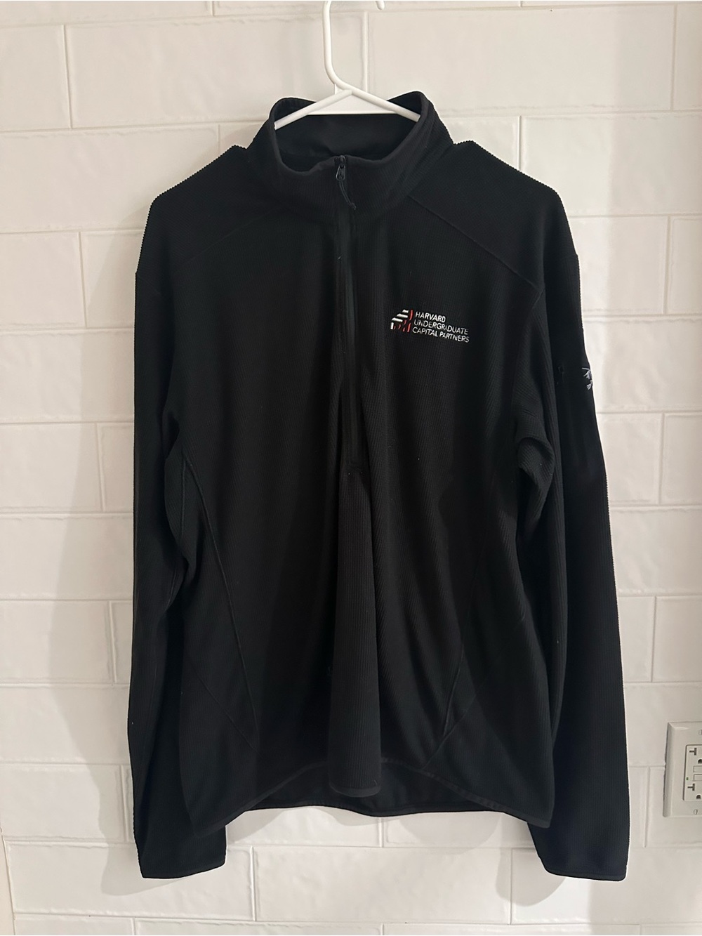 Arcteryx Mens Pullover Large Delta Lt Zip Grid Polartec Lightweight Hiking Black